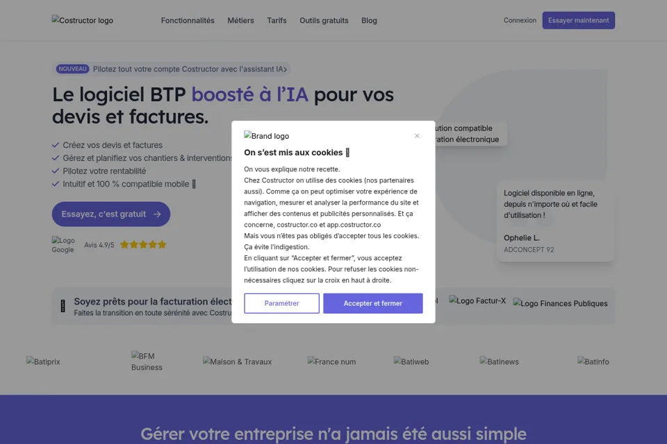 Landing page preview