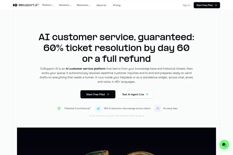 Aperçu de la landing page