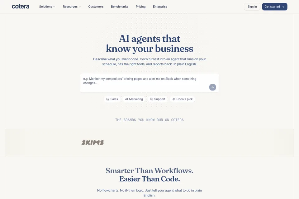 Aperçu de la landing page
