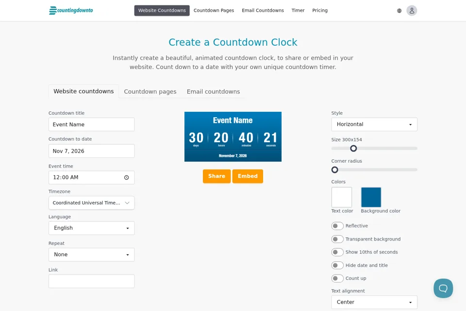Landing page preview