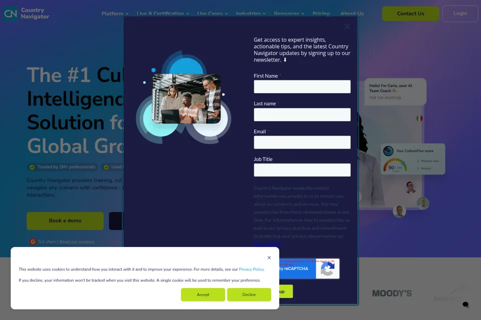Aperçu de la landing page