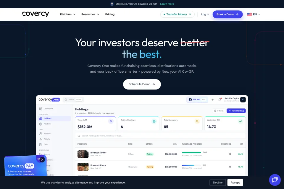 Aperçu de la landing page