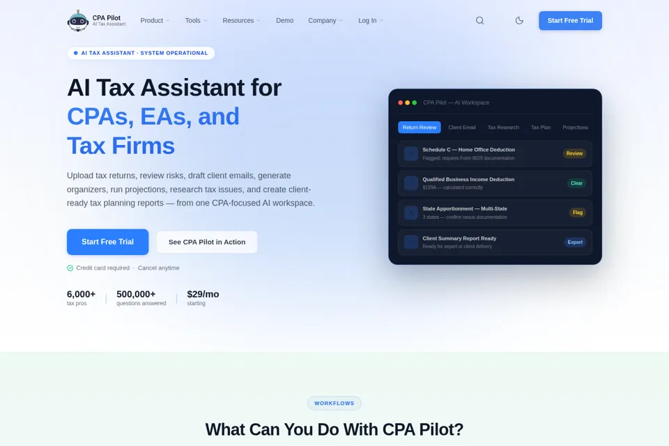Aperçu de la landing page