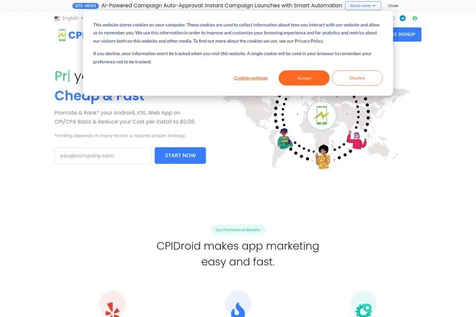 Aperçu de la landing page