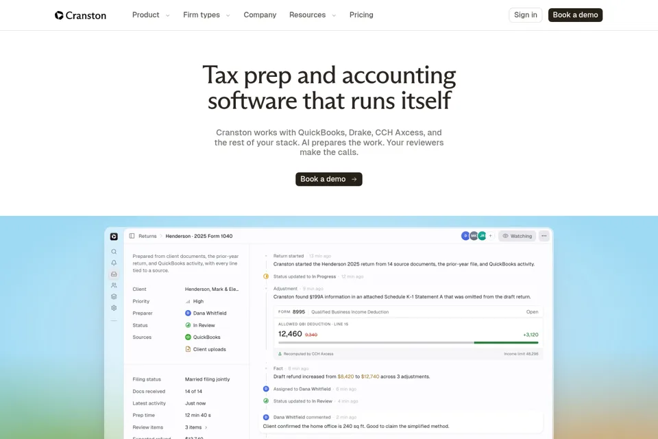 Aperçu de la landing page