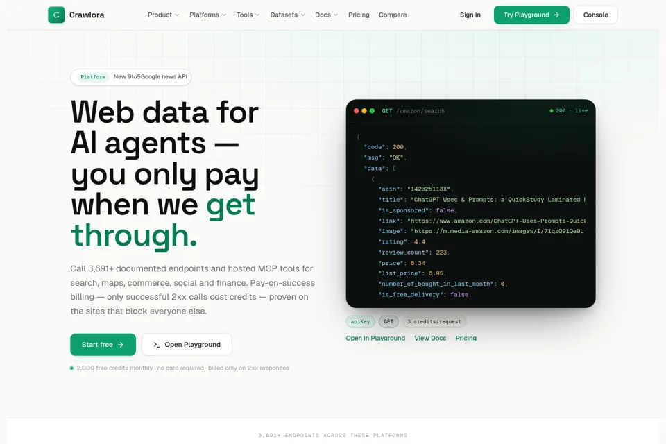 Aperçu de la landing page