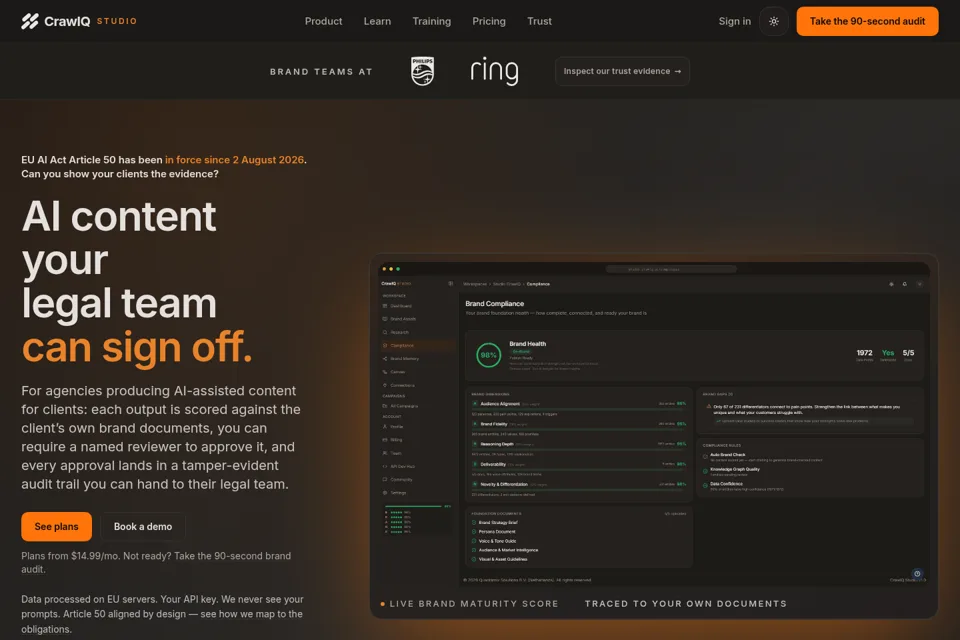 Aperçu de la landing page