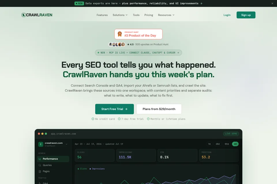 Aperçu de la landing page