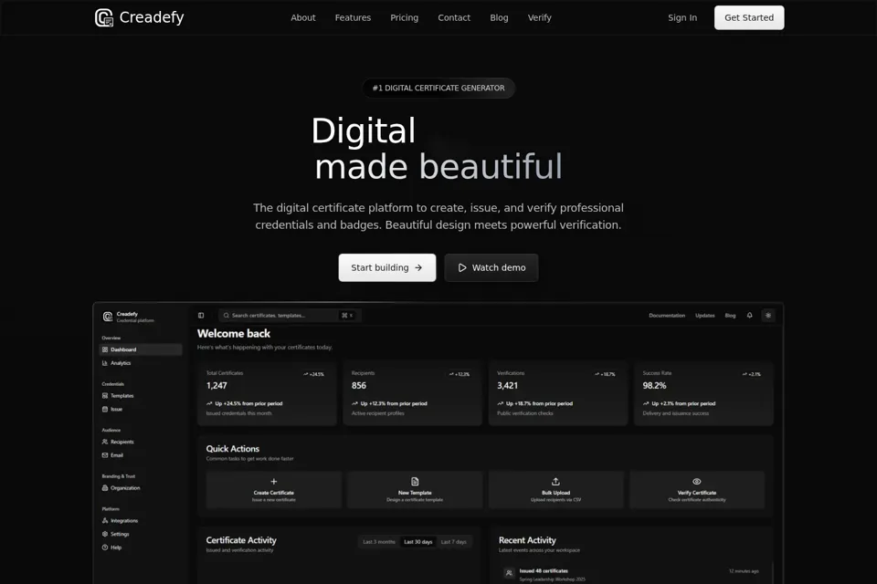 Aperçu de la landing page