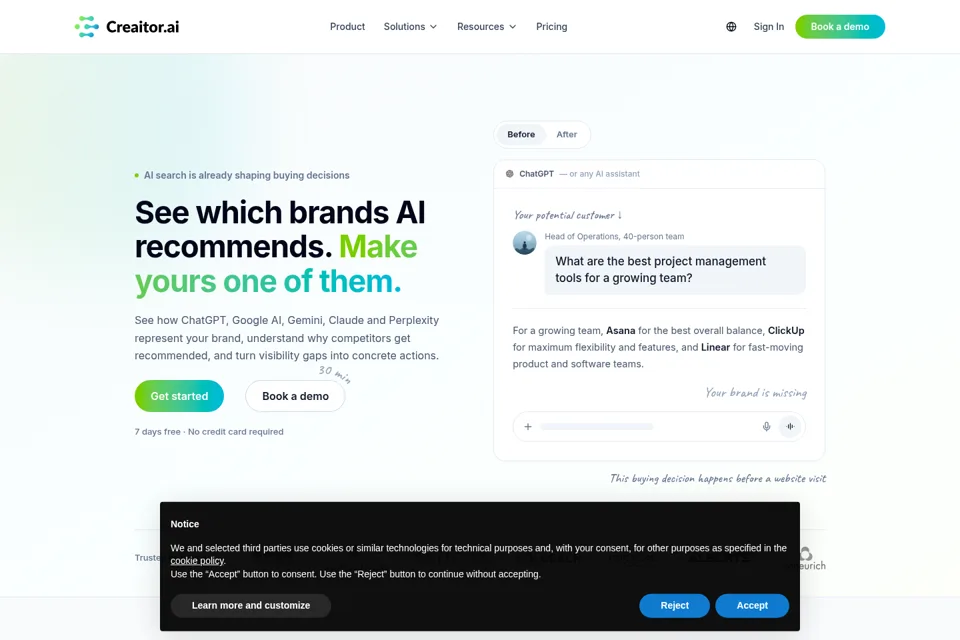Aperçu de la landing page