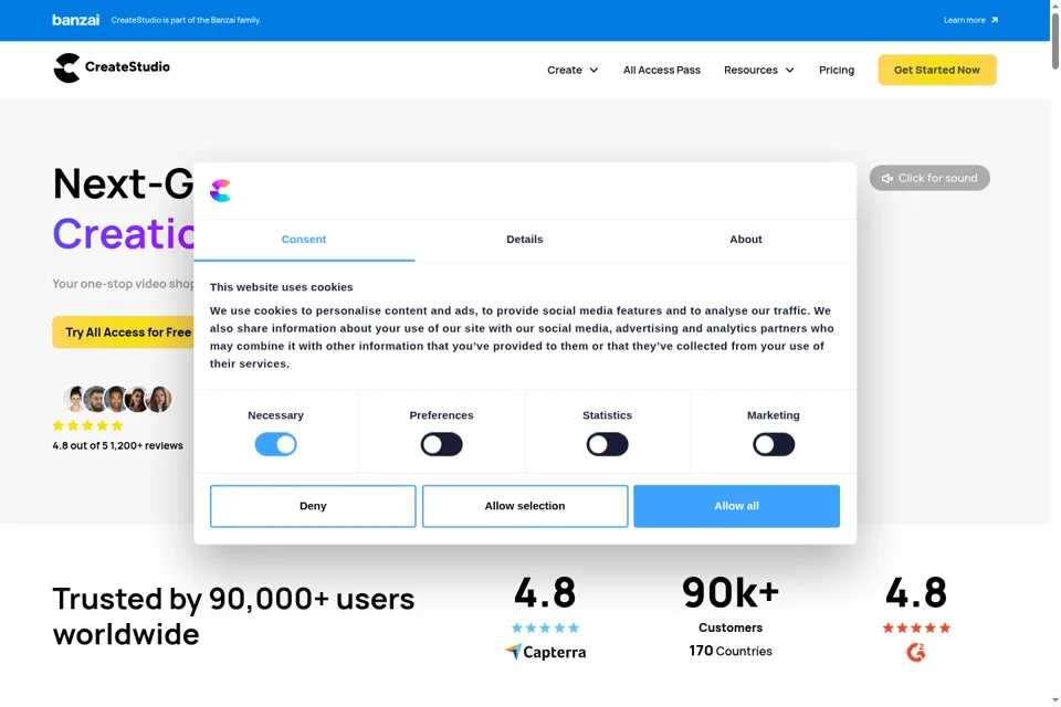 Aperçu de la landing page
