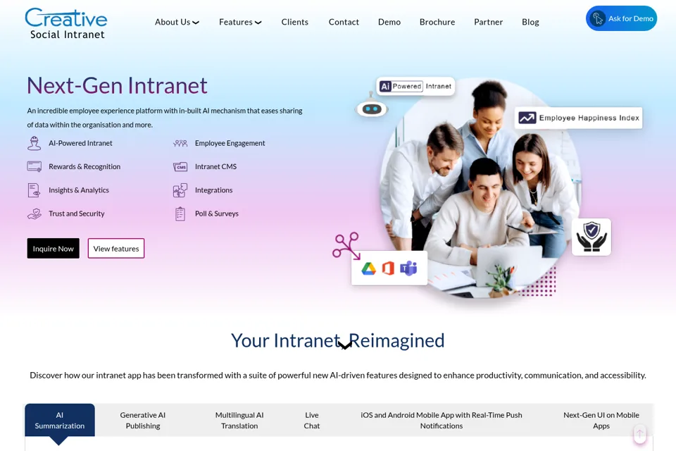 Aperçu de la landing page