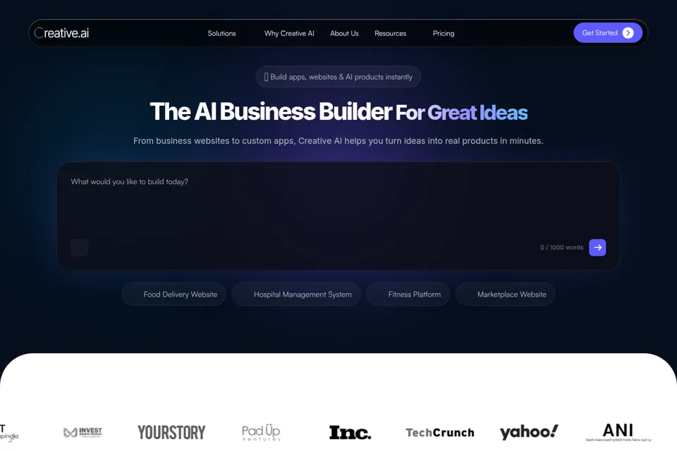 Aperçu de la landing page