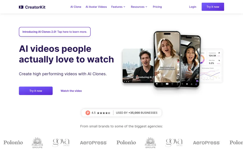 Aperçu de la landing page