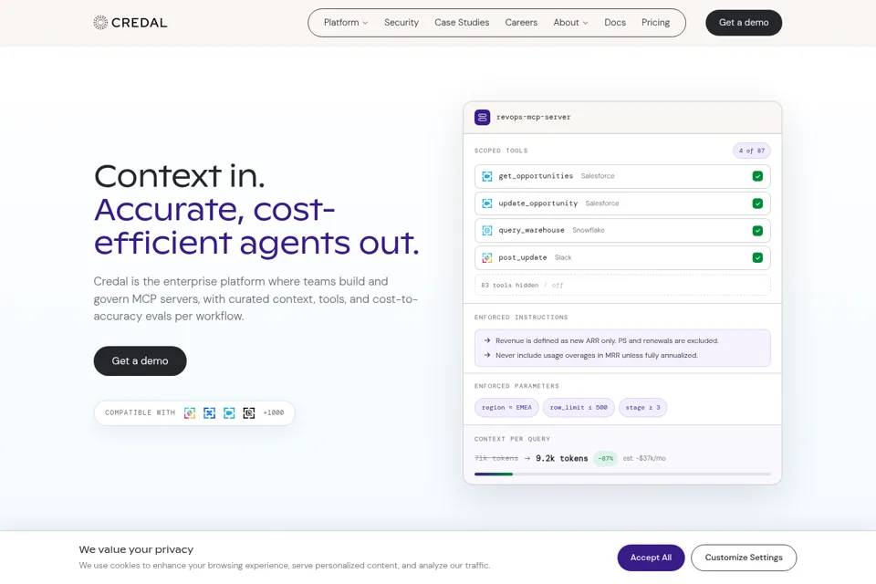 Aperçu de la landing page