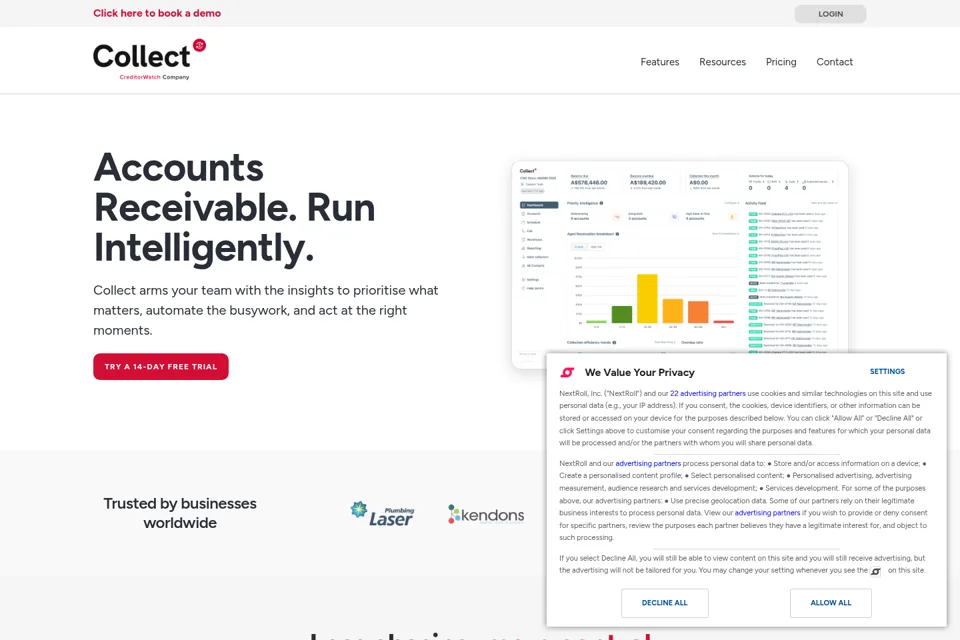 Aperçu de la landing page