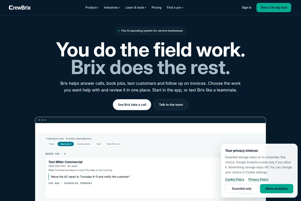 Aperçu de la landing page