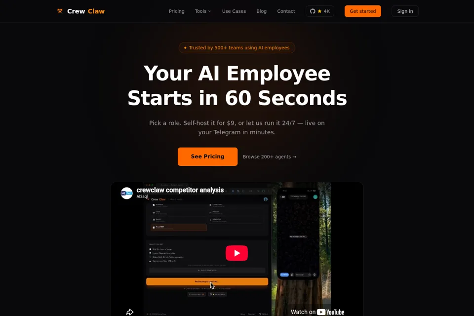 Aperçu de la landing page
