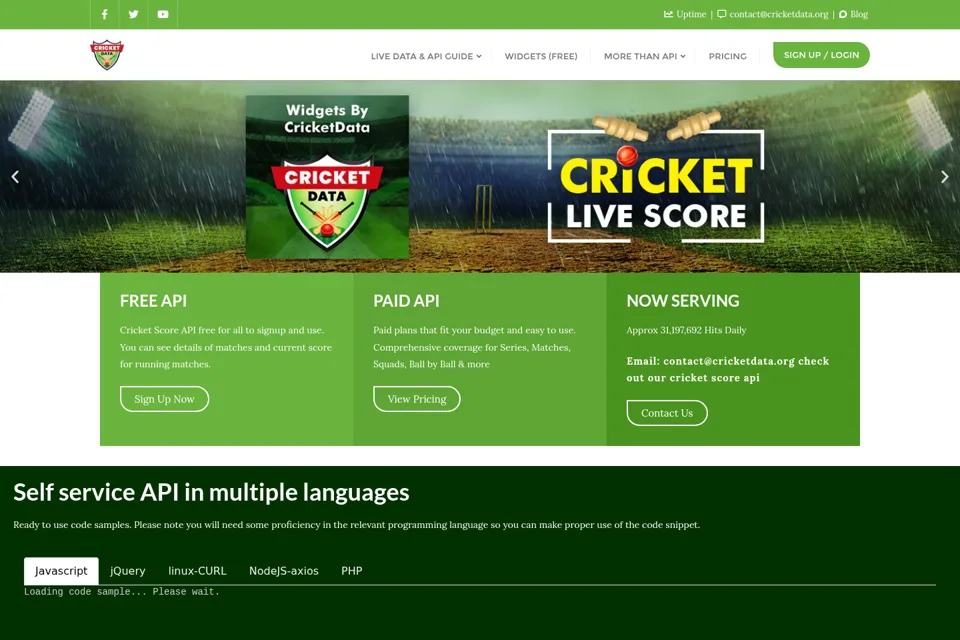 Aperçu de la landing page