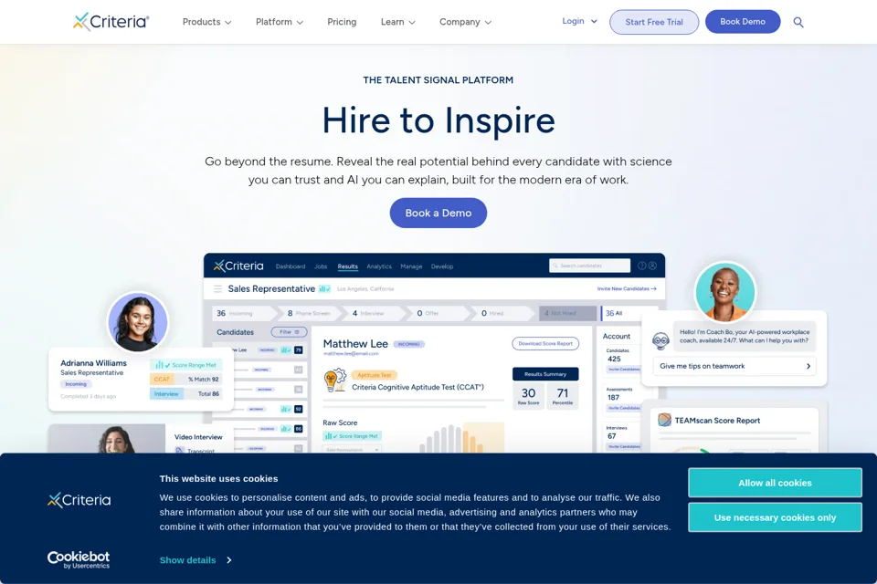 Aperçu de la landing page