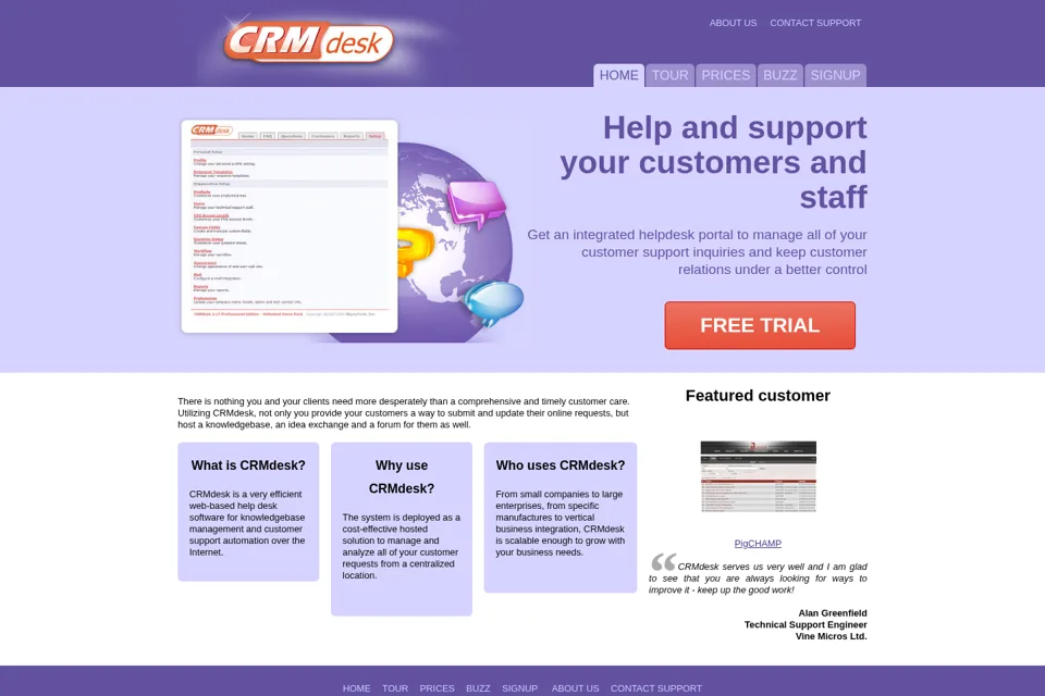 Aperçu de la landing page