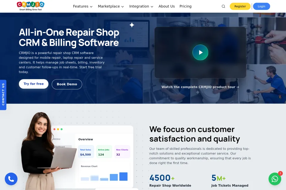 Aperçu de la landing page