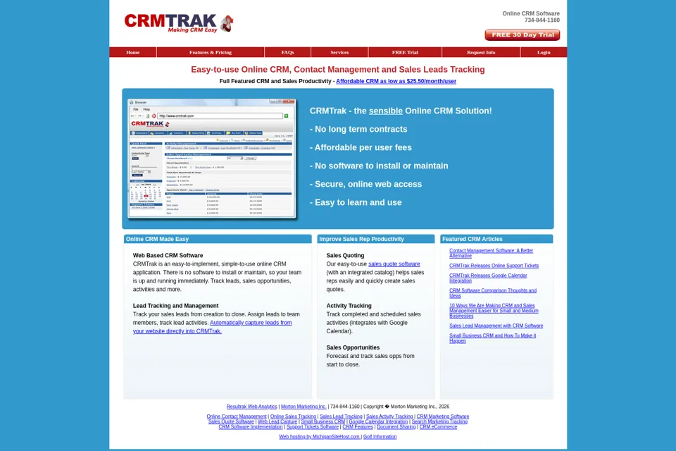 Aperçu de la landing page