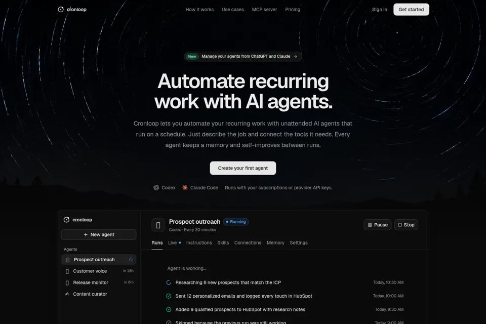 Aperçu de la landing page