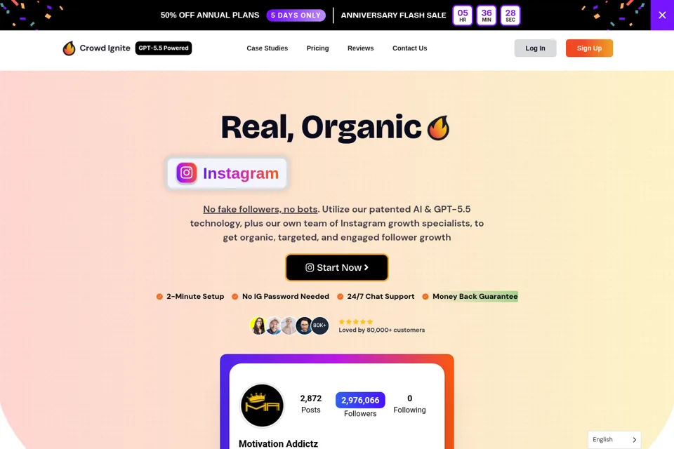 Aperçu de la landing page