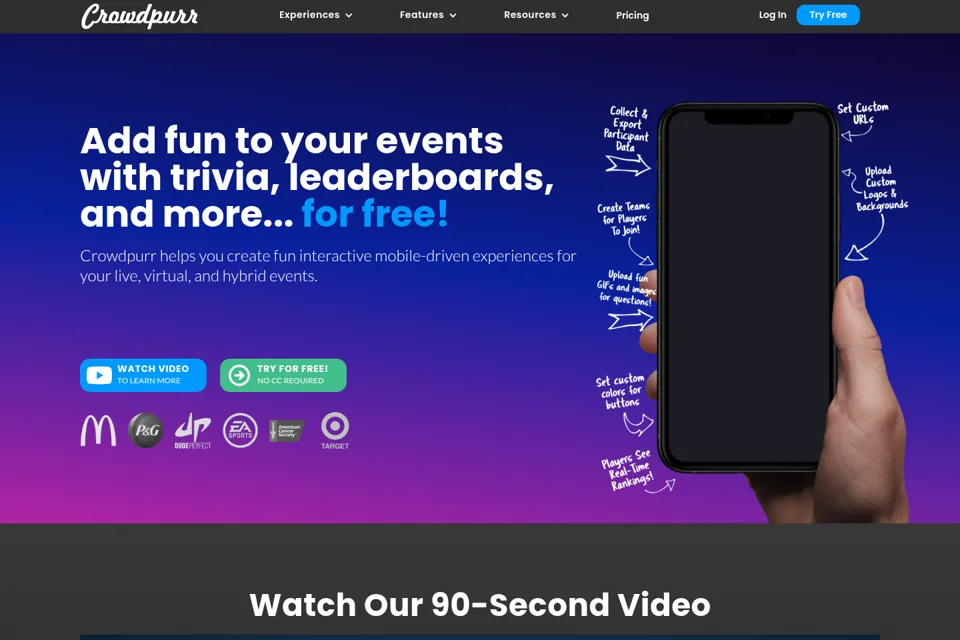 Aperçu de la landing page