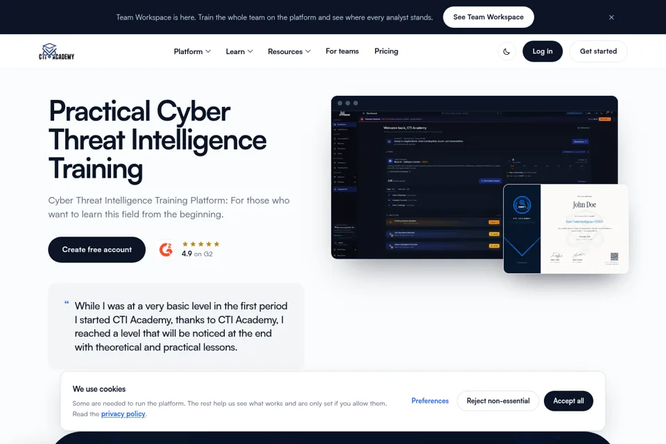 Aperçu de la landing page
