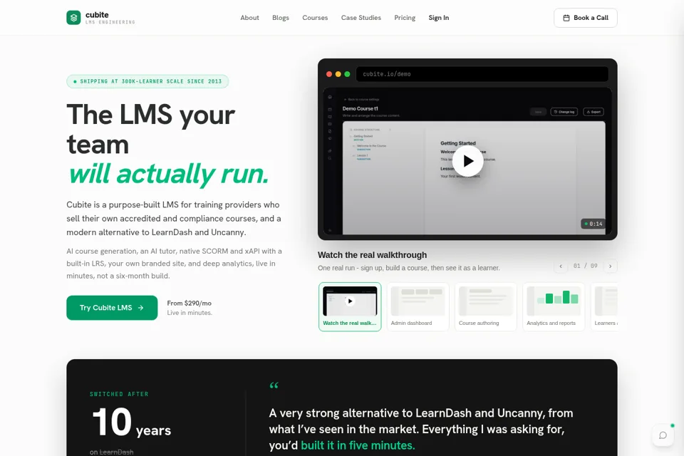 Aperçu de la landing page