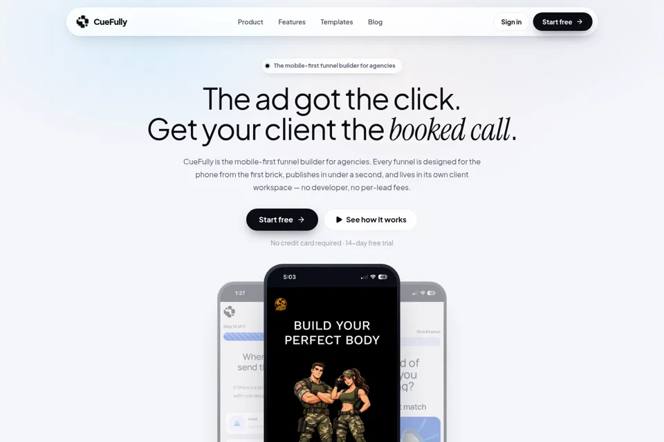 Aperçu de la landing page