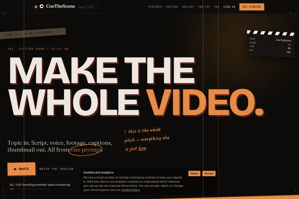 Aperçu de la landing page