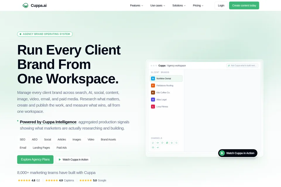 Aperçu de la landing page