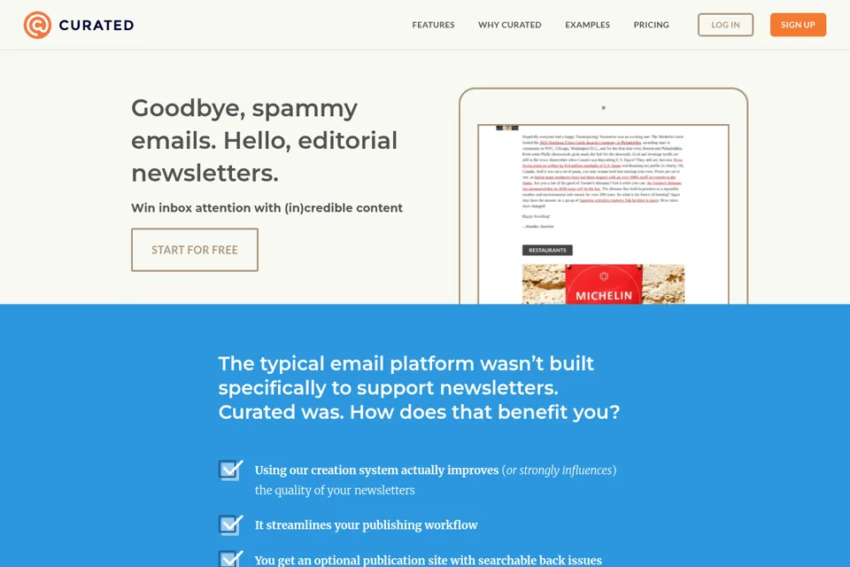 Aperçu de la landing page