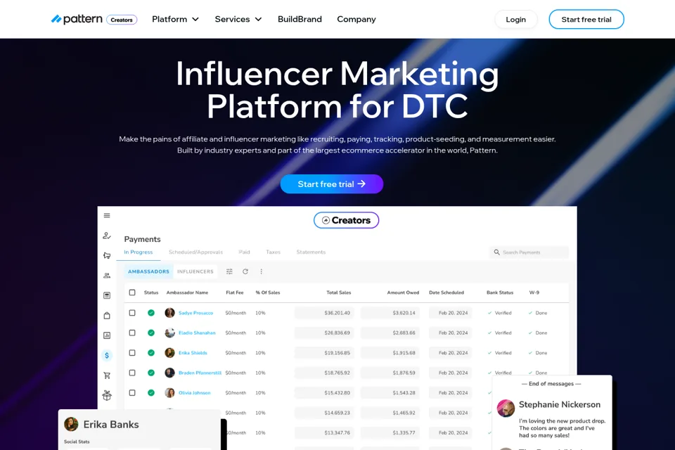 Aperçu de la landing page