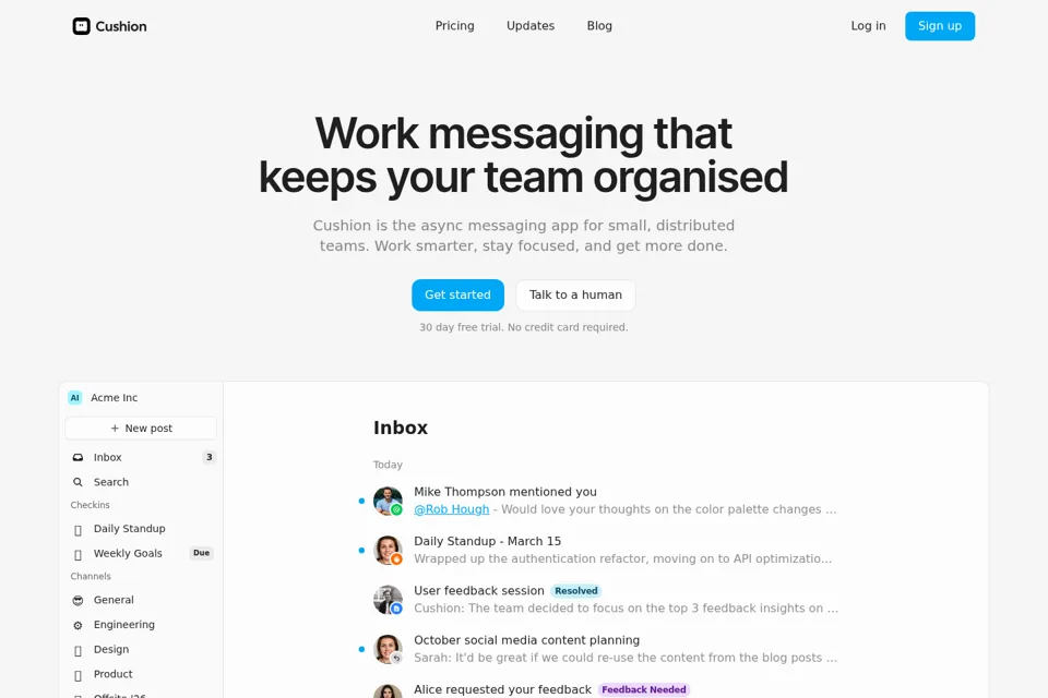 Aperçu de la landing page