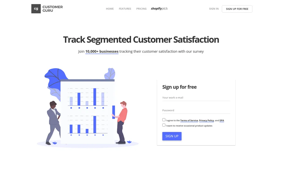 Aperçu de la landing page