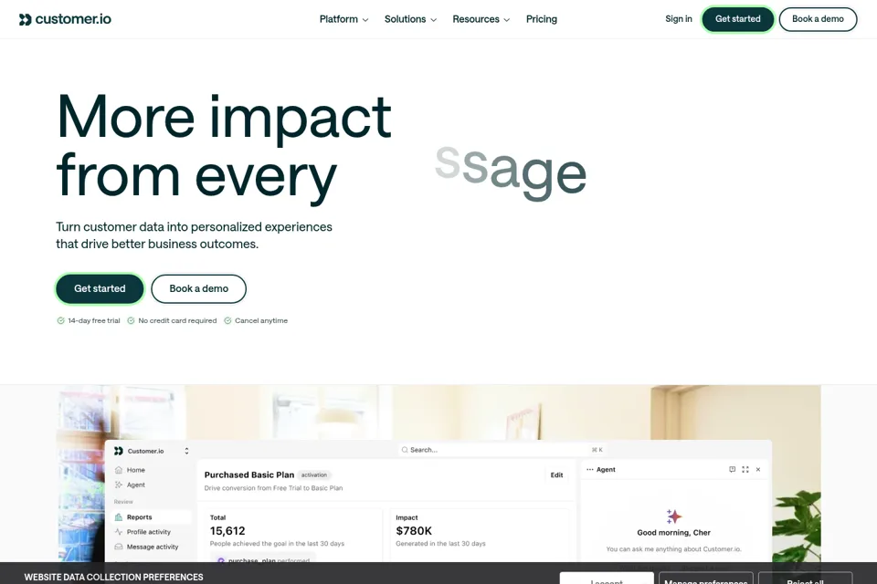 Aperçu de la landing page