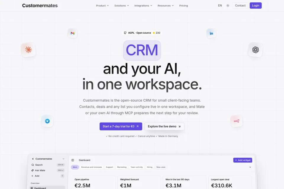 Aperçu de la landing page