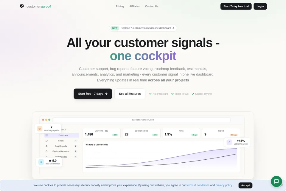 Aperçu de la landing page