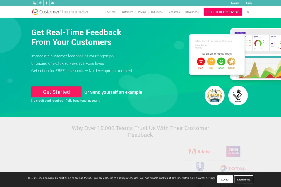 Aperçu de la landing page