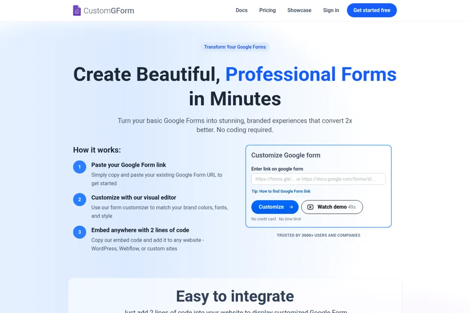 Aperçu de la landing page
