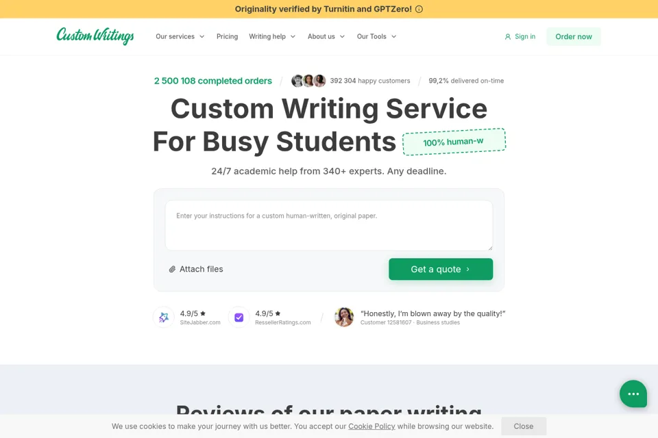 Aperçu de la landing page