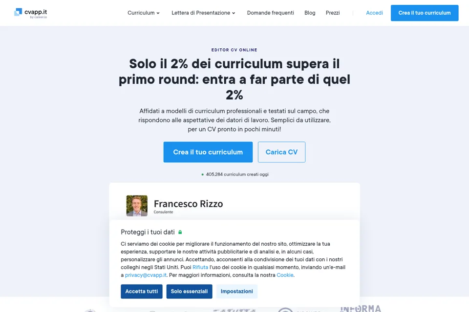 Aperçu de la landing page