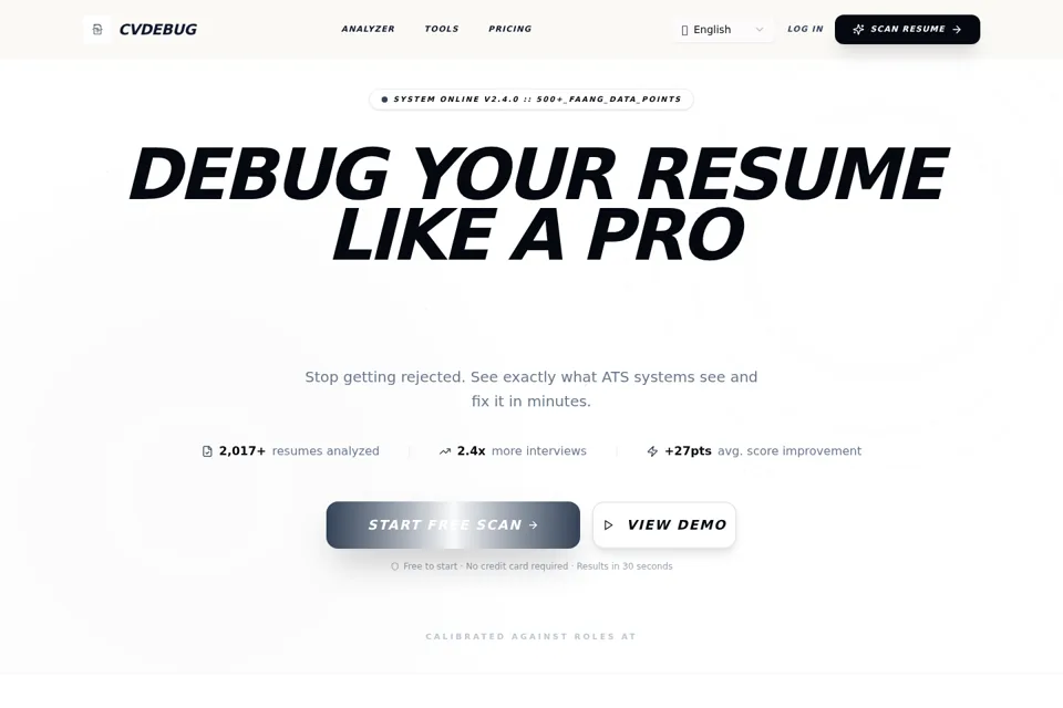Aperçu de la landing page