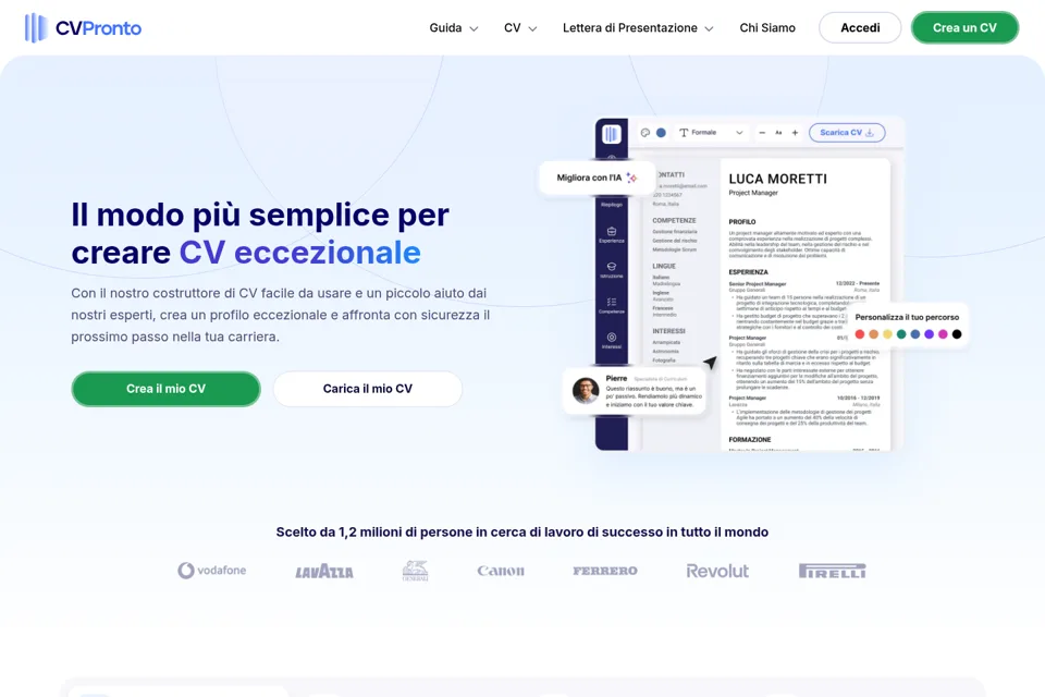 Aperçu de la landing page