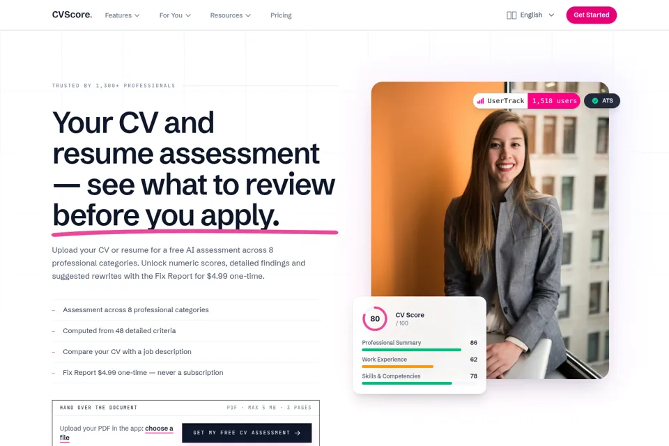 Aperçu de la landing page