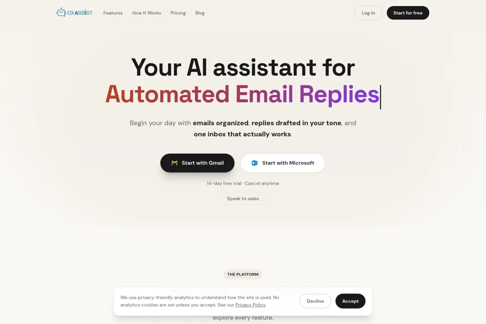 Aperçu de la landing page